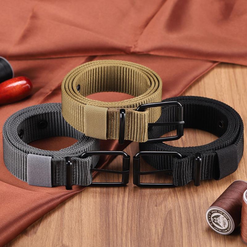 Leatherwork Eyelets - Ikat Pinggang Pria Kanvas Berpori dengan