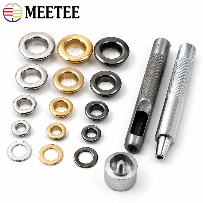 Leatherwork Eyelets - 100Set Meetee 4/5/8/10/12mm Lubang Kancing Logam