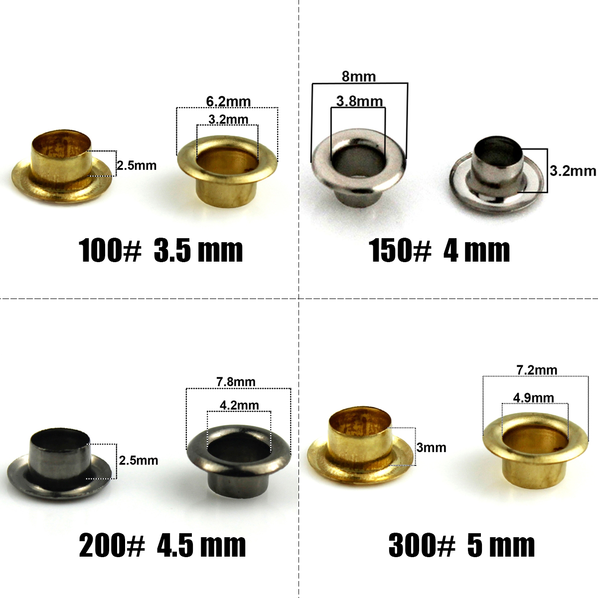 Leatherwork Eyelets - 100 set kancing mata ayam kuningan
