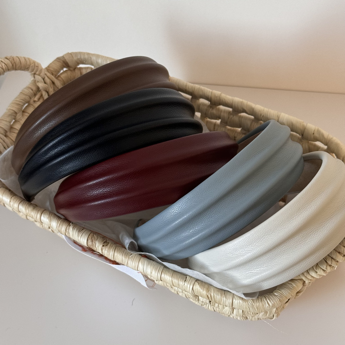 Leatherwork Rings - Headband Kulit PU Lebar untuk Wanita