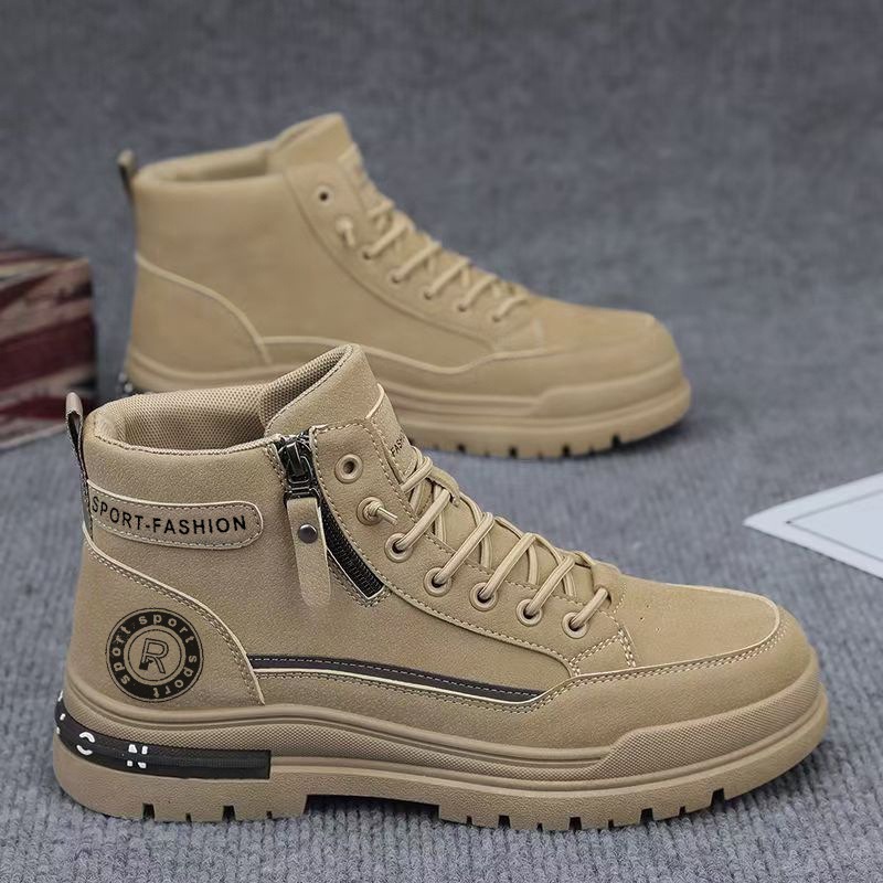 Leather Work Fabric - Sepatu Boots Kerja Pria Retro High