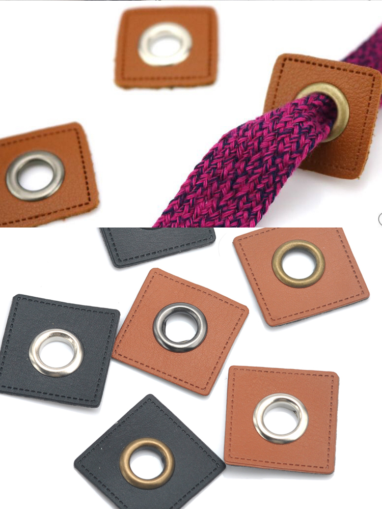Leatherwork Eyelets - 30 Buah/Lot 27/37Mm Persegi Hitam/Coklat Kulit