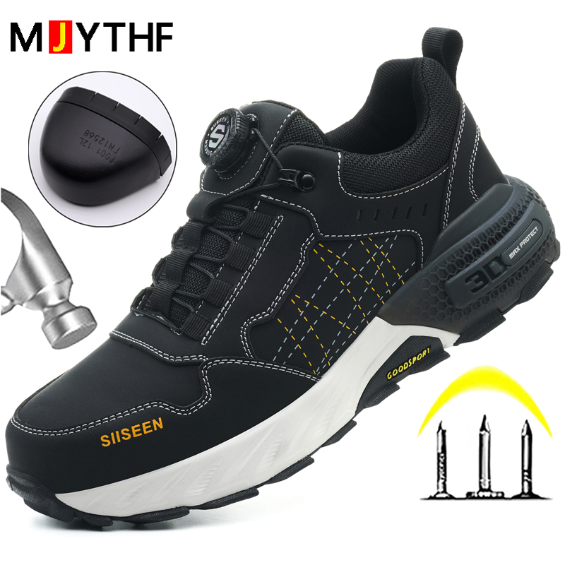 Leather Work Fabric - Sepatu Safety Kulit Hitam Sepatu Keamanan