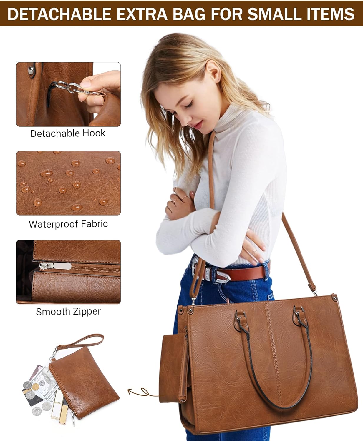 Tas Laptop 2 in 1 dengan Kompa - Leather Work Laptop Bag ulasan dan harga