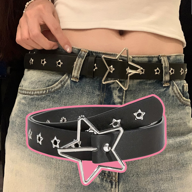 Sabuk Kulit PU Goth Y2K Punk S - Leatherwork Eyelets ulasan dan harga