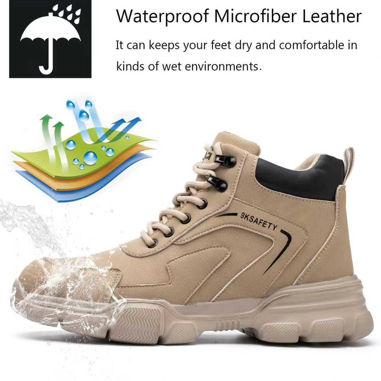 Sepatu Boots Kerja Keselamatan - Leather Work Fabric ulasan dan harga