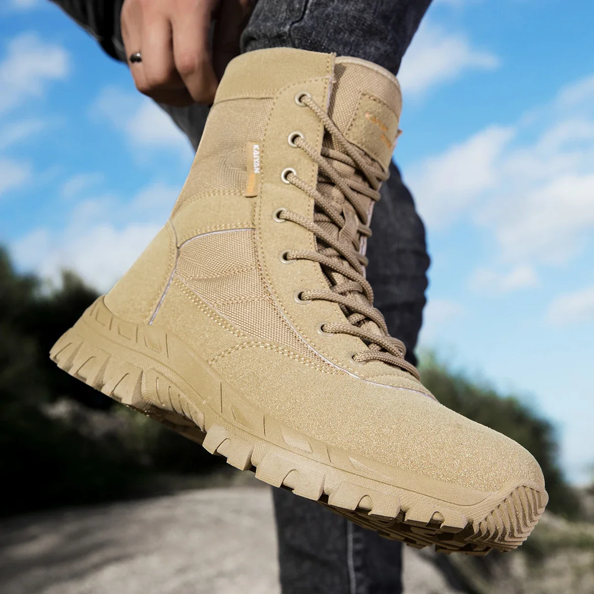 Sepatu Hiking Luar Ruangan Pri - Leather Work Fabric ulasan dan harga