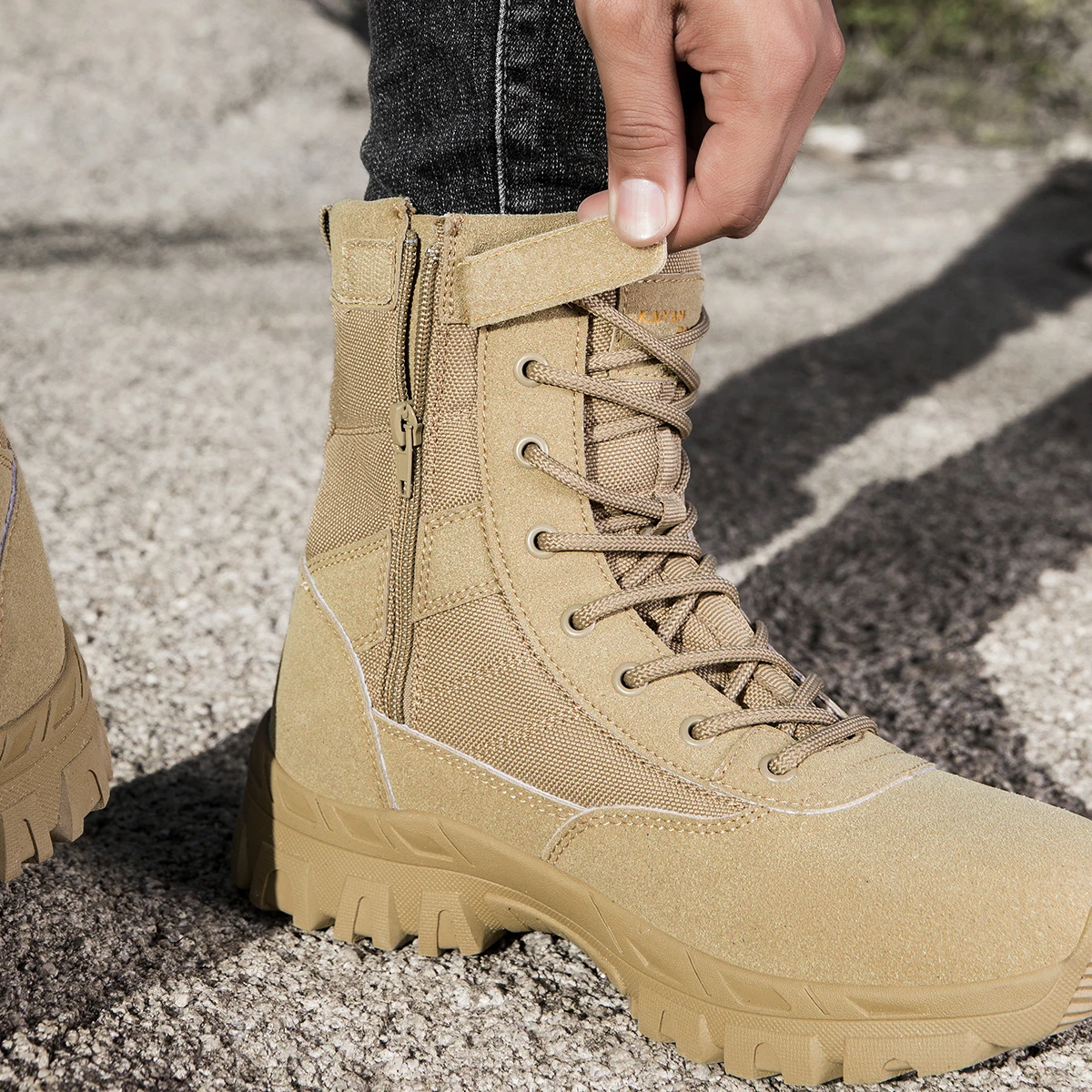 Sepatu Hiking Luar Ruangan Pri - Leather Work Fabric ulasan dan harga