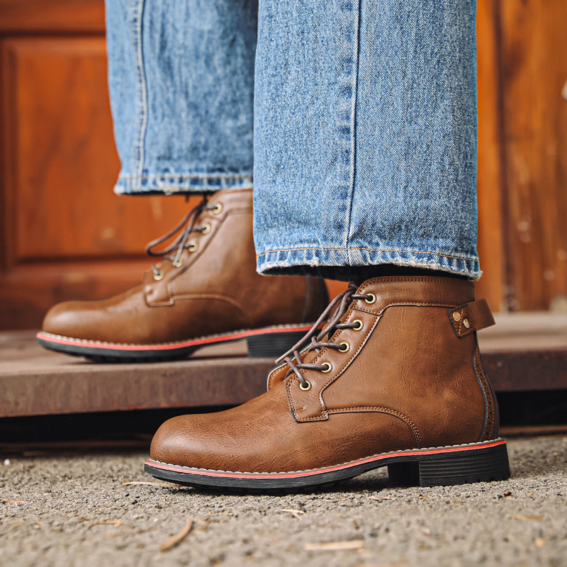 Sepatu Kulit Pria Mewah Retro  - Leather Work Fabric ulasan dan harga