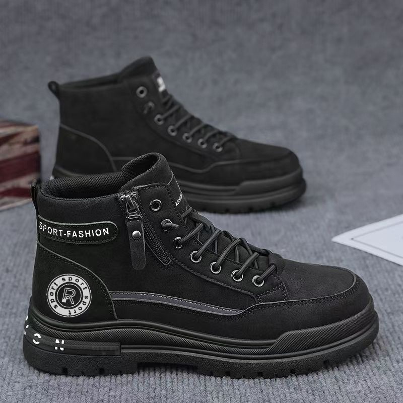 Sepatu Boots Kerja Pria Retro  - Leather Work Fabric ulasan dan harga