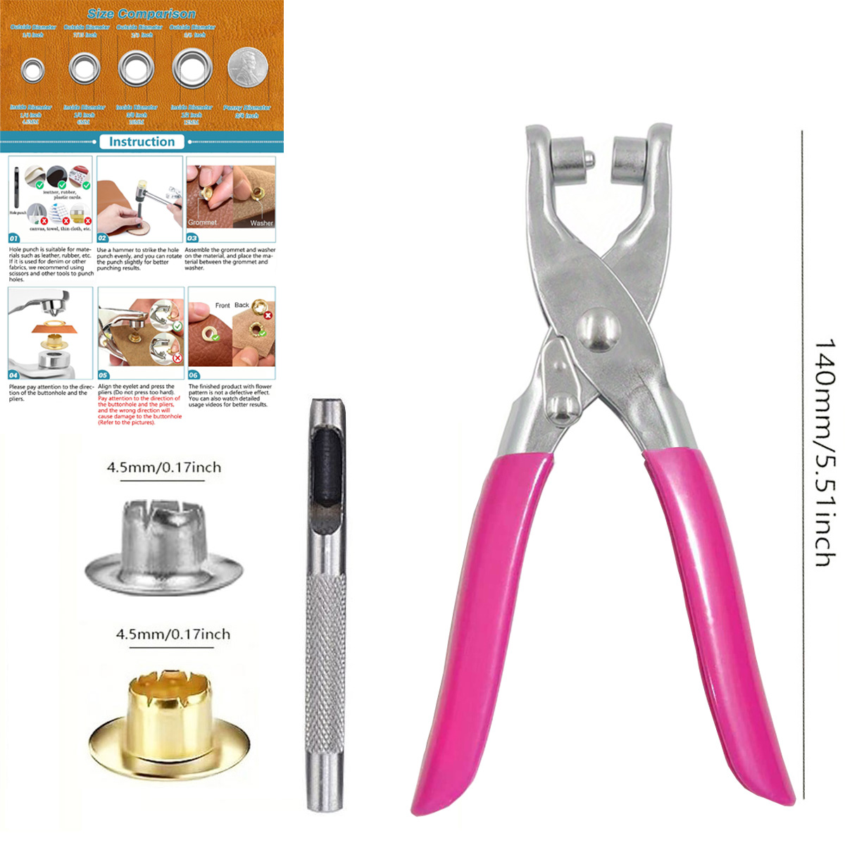 Perangkat Alat Lubang Kancing  - Leatherwork Eyelets ulasan dan harga